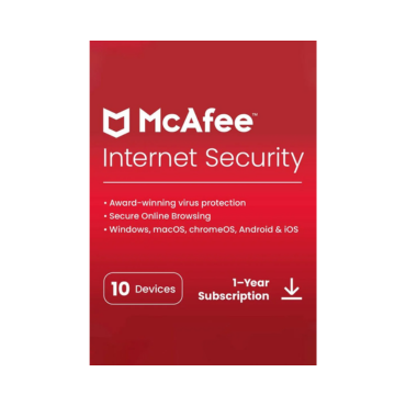 McAfee Internet Security 2025 Antivirus - 10 Devices - 1 Year